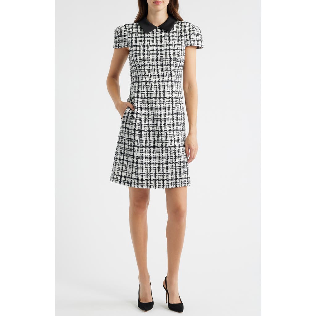 Julia Jordan Cap Sleeve Bouclé Tweed Sheath Dress In Black