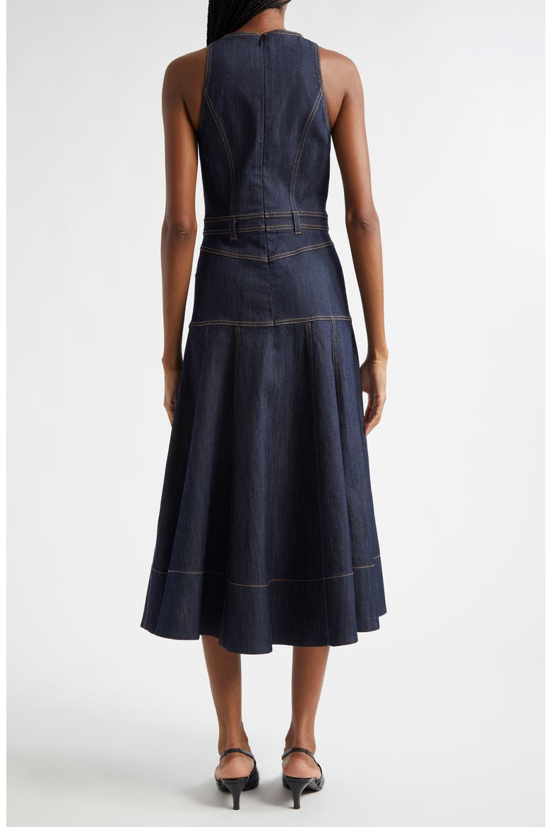 Baran Sleeveless Denim Midi Dress, Alternate, color, INDIGO