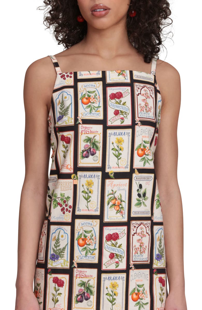 Avec Les Filles Seed Packet Print Minidress, Alternate, color, Black Seed Packet