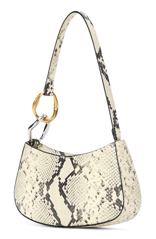 Staud Ollie Metallic Leather Shoulder Bag In White