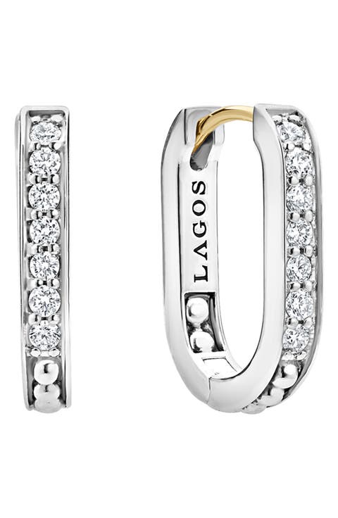 Caviar Spark Linear Diamond Hoop Earrings