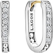 LAGOS Caviar Spark Linear Diamond Hoop Earrings