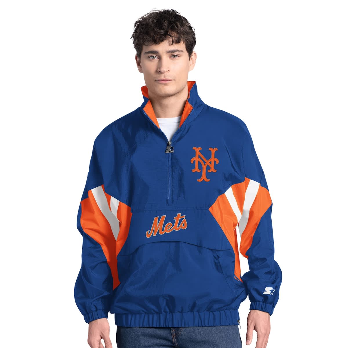 Men'sStarter Royal New York Mets Cooperstown Chief Half-Zip Pullover