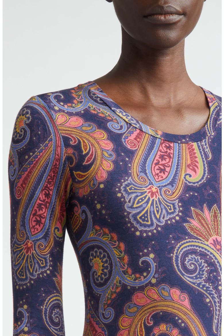 Paisley Long Sleeve Top, Alternate, color, PRINT ON BLUE BASE