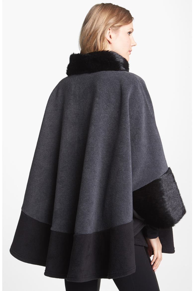 'Mosaic' Cape, Alternate, color, CHARCOAL/ BLACK/ MIDNIGHT MINK