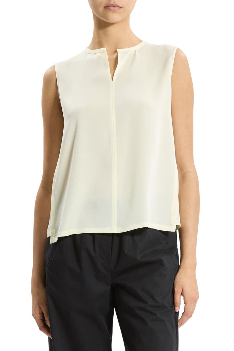 Split Neck Satin Tank, Main, color, LEMONGRASS - 2EO
