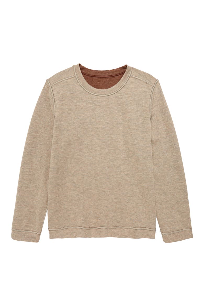 Kids' Solid Reversible Crewneck Long Sleeve T-Shirt, Alternate, color, RUST/ OATMEAL