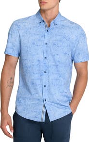 Brooklyn Brigade Scribble Floral Print Woven Short Sleeve Basic