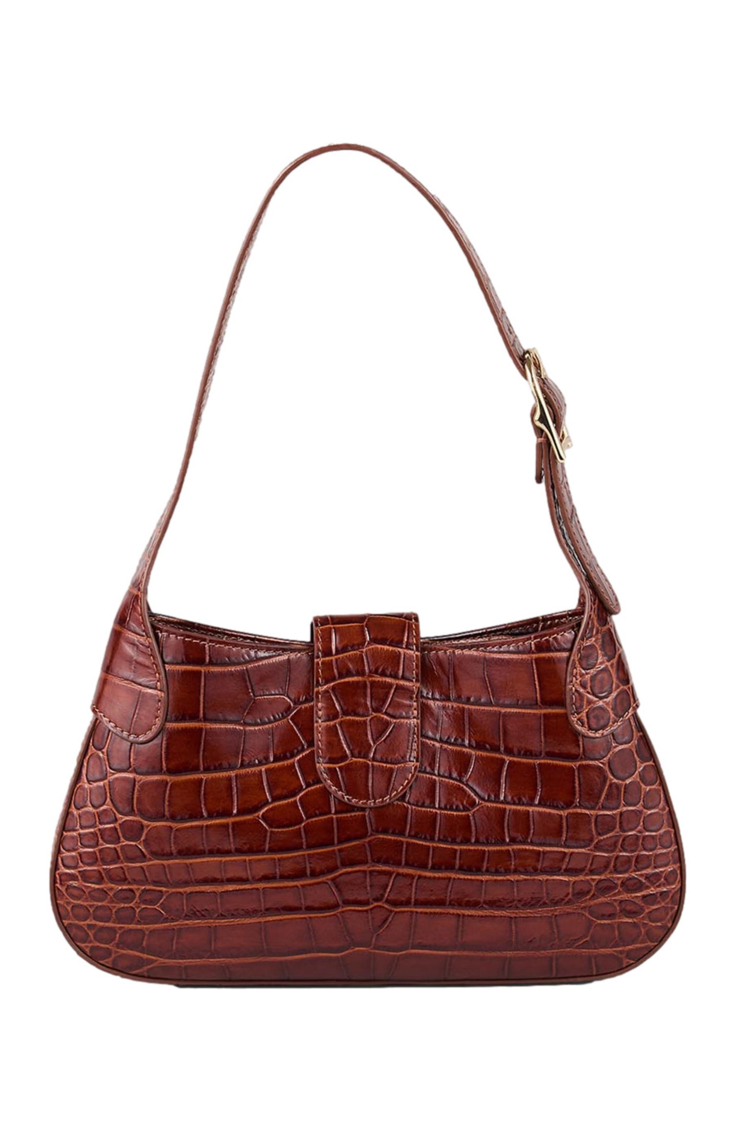 SANDRO Mock croc leather Janet bag, Alternate, color, 