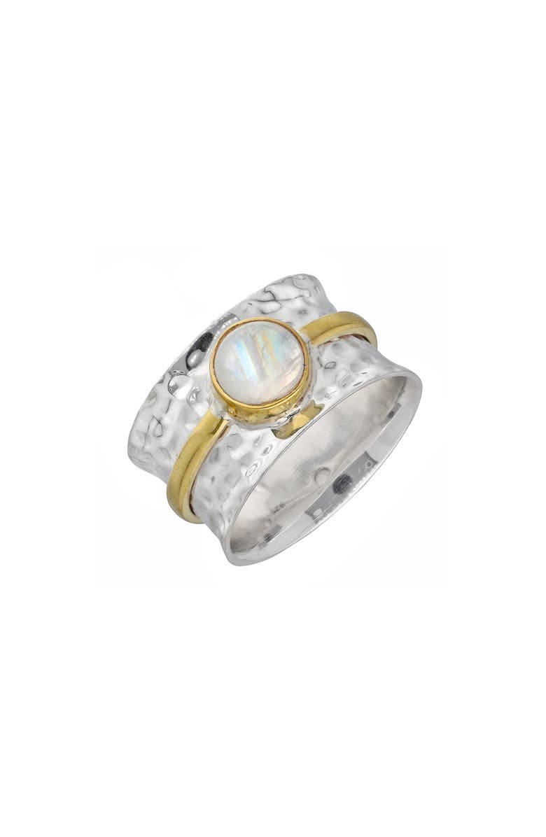 YS GEMS Two-Tone Moonstone Hammered Ring, Main, color, White