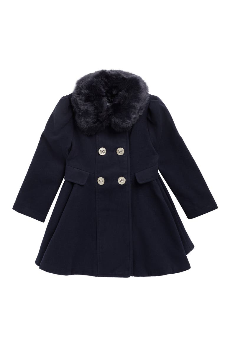Kids' Faux Fur Trim Princess Coat, Main, color, MIDNIGHT