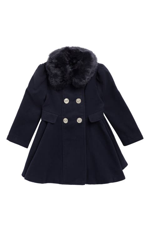 Kids' Faux Fur Trim Princess Coat