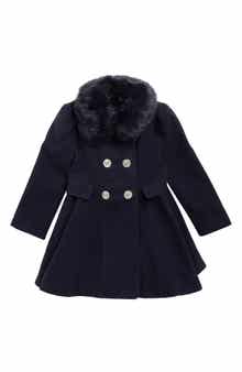Kids' Faux Fur Trim Princess Coat