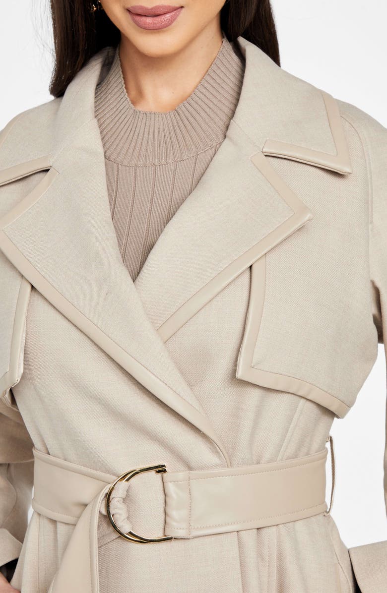 Marciano Natalie Belted Longline Trench Coat, Alternate, color, Light Khaki