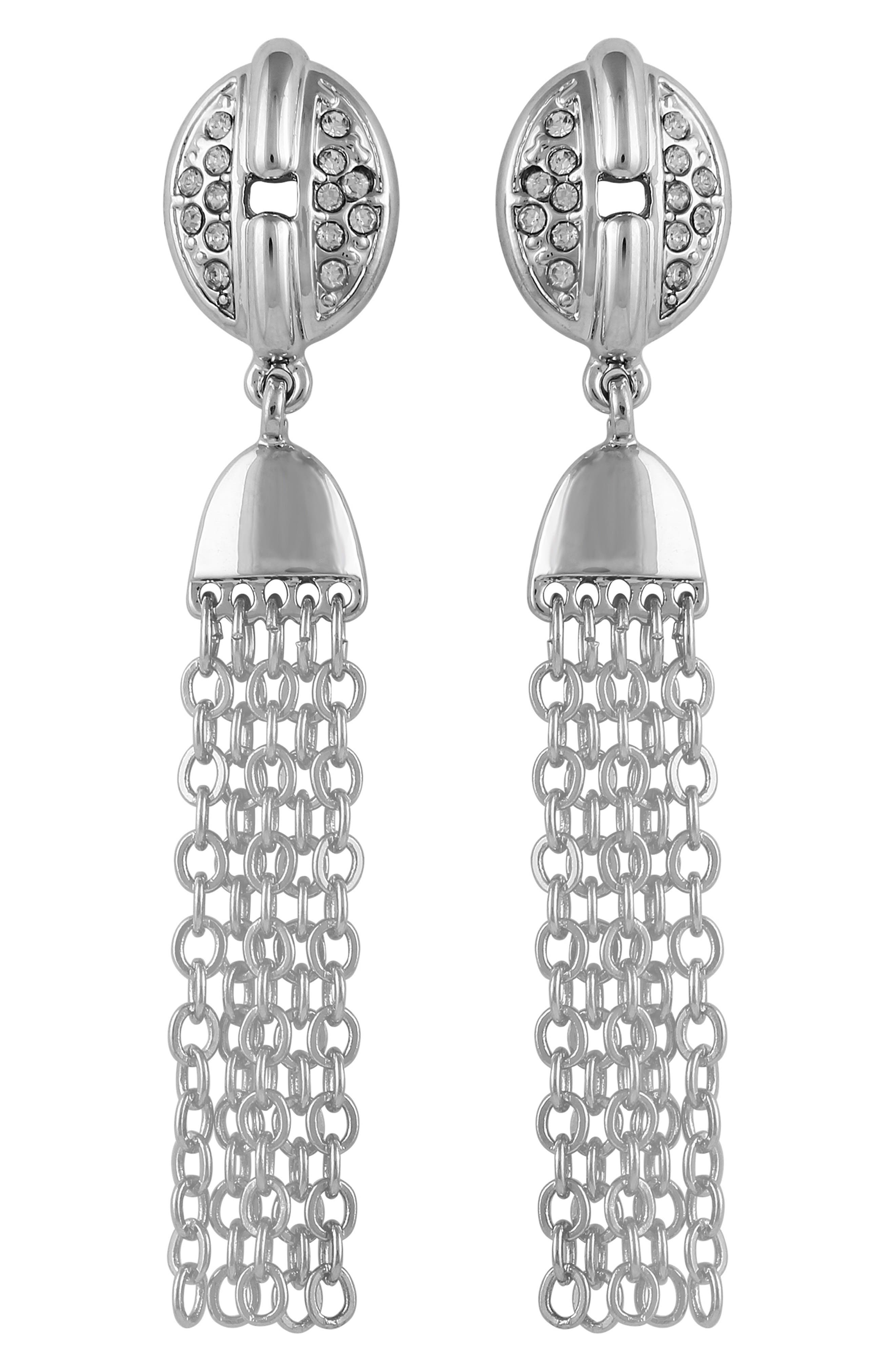 T Tahari Crystal Pavé Chain Drop Earrings