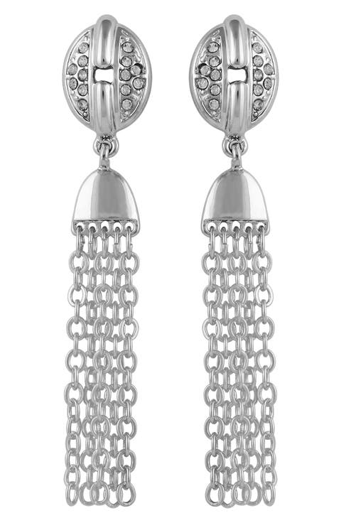 Crystal Pavé Chain Drop Earrings
