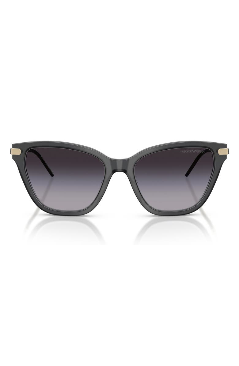 Emporio Armani 54mm Gradient Cat Eye Sunglasses, Main, color, Opal Black / Grey Gradient