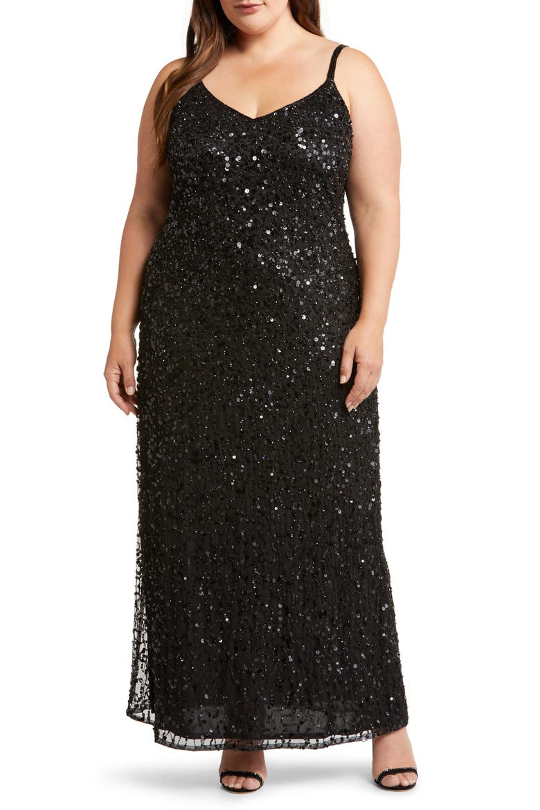 Sequin Mesh Gown with Jacket, Alternate, color, BLACK 001