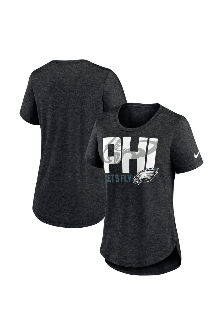 Women's Nike Heather Black Philadelphia Eagles Local Fashion Tri-Blend T-Shirt, Main, color, Heather Black