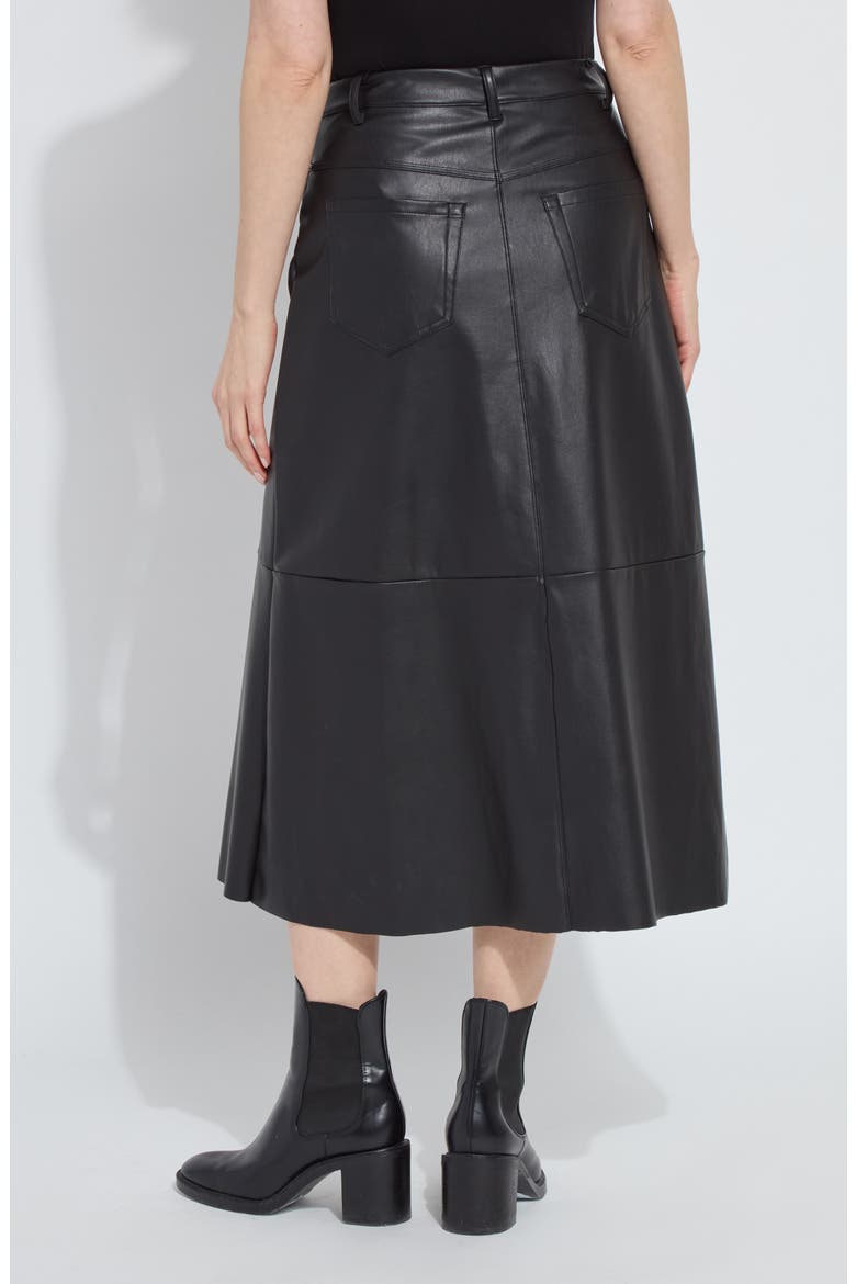 Warren A-Line Faux Leather Midi Skirt, Alternate, color, BLACK
