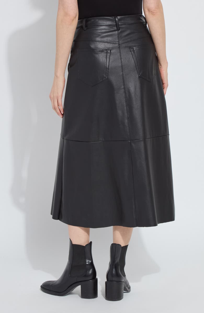 Lysse Warren A-Line Faux Leather Midi Skirt, Alternate, color, Black