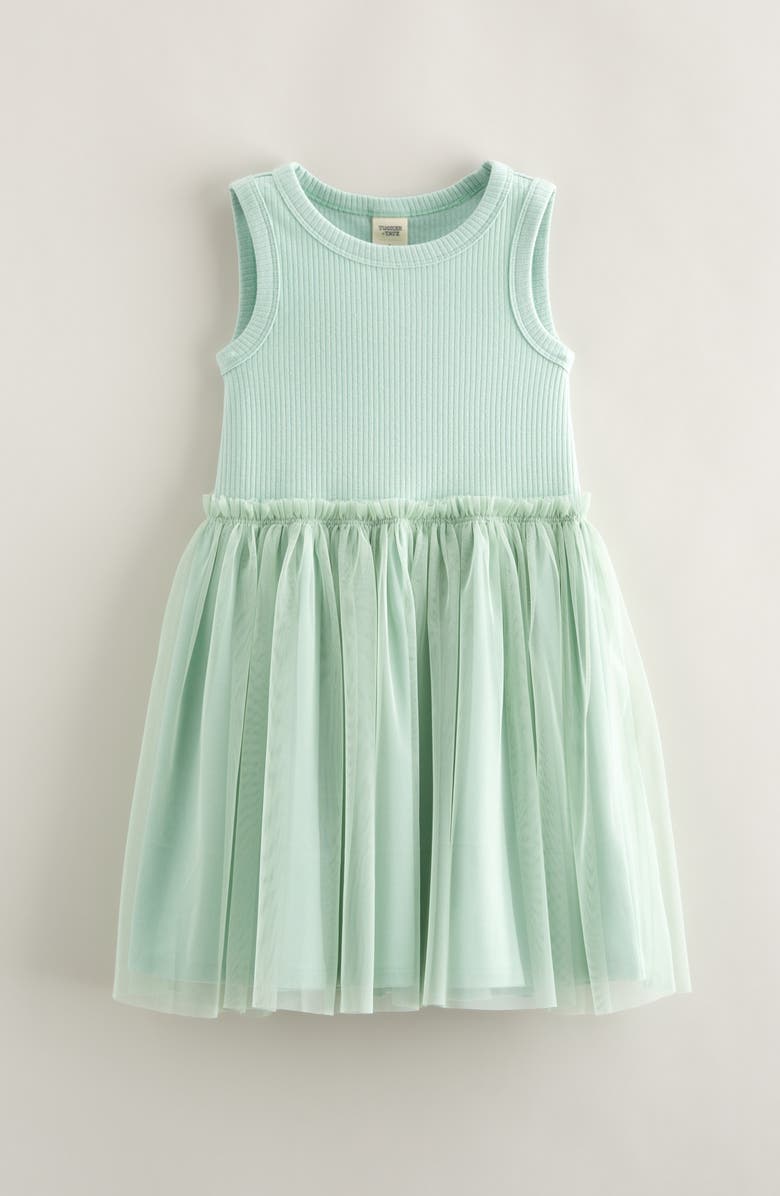 Tucker + Tate Kid's Mixed Media Tutu Dress, Main, color, Green Flora