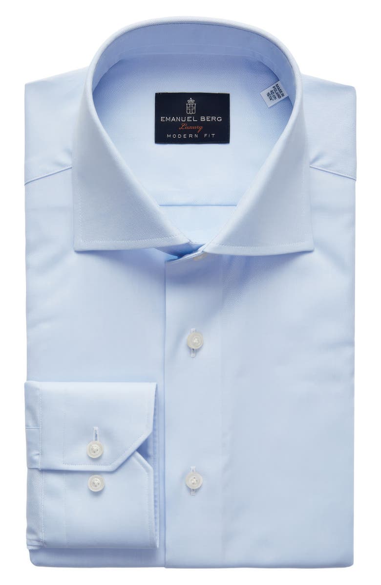Emanuel Berg Natural Stretch Yoga Twill Dress Shirt, Alternate, color, Light Pastel Blue