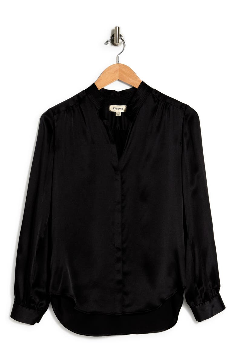 L'AGENCE Bianca Silk Satin Blouse, Alternate, color, 