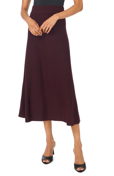 Flared Knit Midi Skirt
