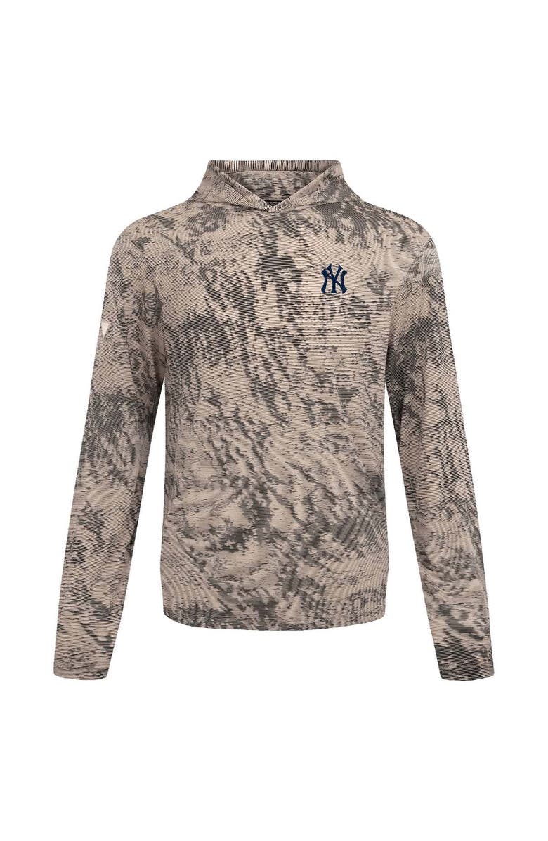 LEVELWEAR Men's Levelwear  Tan New York Yankees Insignia Lightweight Long Sleeve Hooded T-Shirt, Alternate, color, Tan