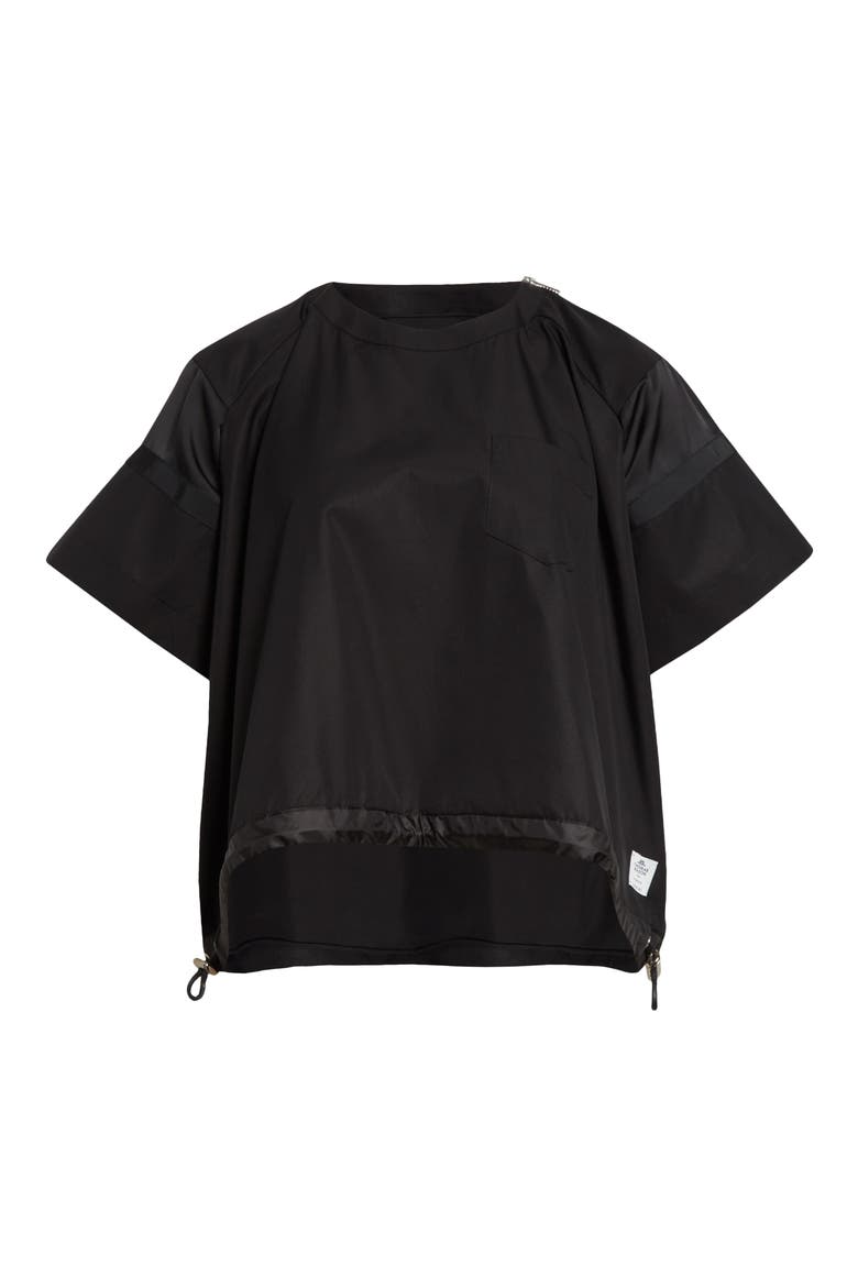 x Thomas Mason Paneled Mixed Media Top, Alternate, color, BLACK