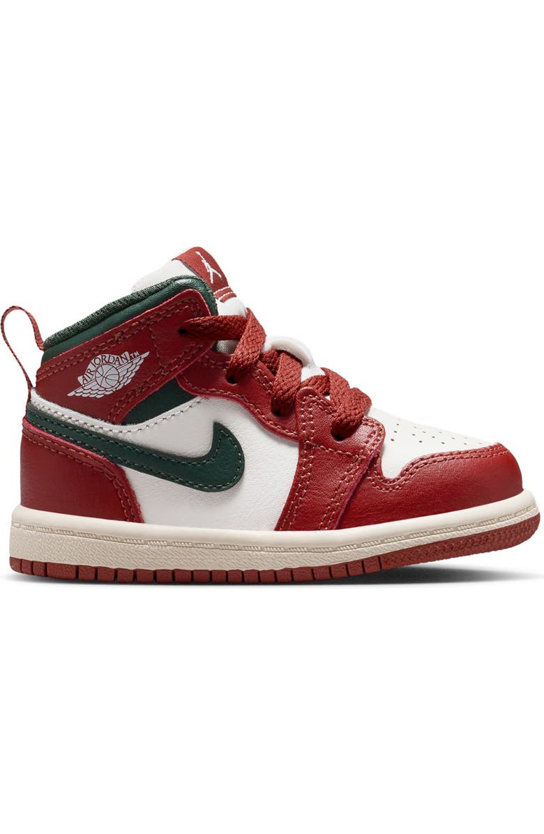 Nike Kids' Air Jordan 1 Mid Sneaker, Alternate, color, Sail/ Green/ Pure Platinum