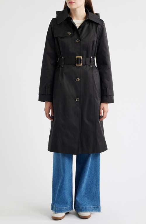 London Fog Double Breasted Trench Raincoat in Black  product