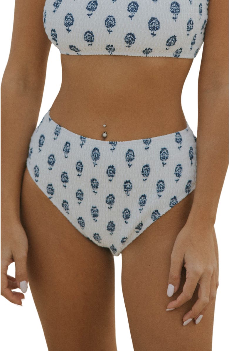 Geode Swimwear Porto High Waisted Bikini Bottoms, Main, color, White