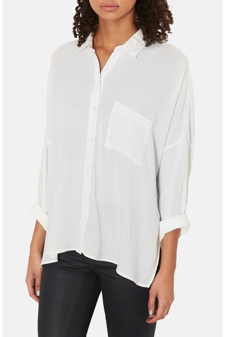 Oversized Crinkle Shirt, Main, color, WHITE