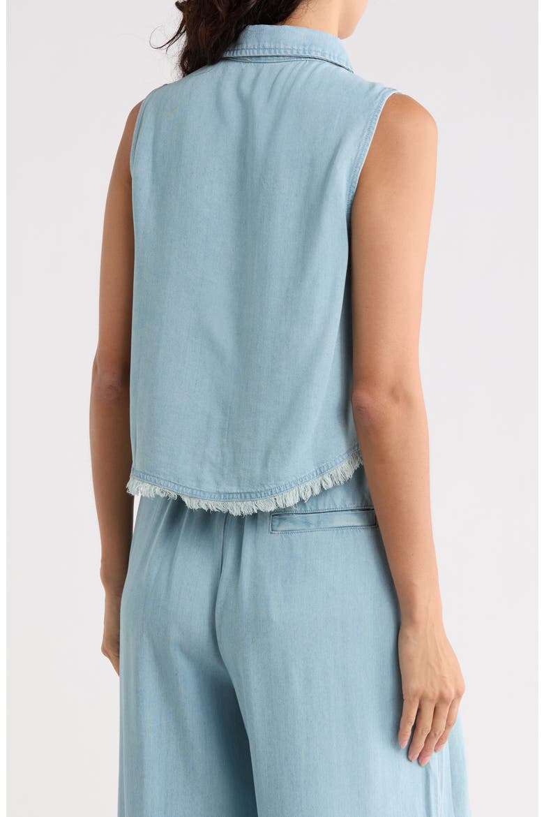 Jones Sleeveless Button Front Denim Top, Alternate, color, INDIGO PALE BLUE WASH