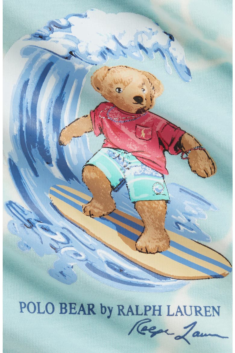 Polo Bear Surf Tie Dye Graphic T-Shirt & Shorts Set, Alternate, color, PARAKEET