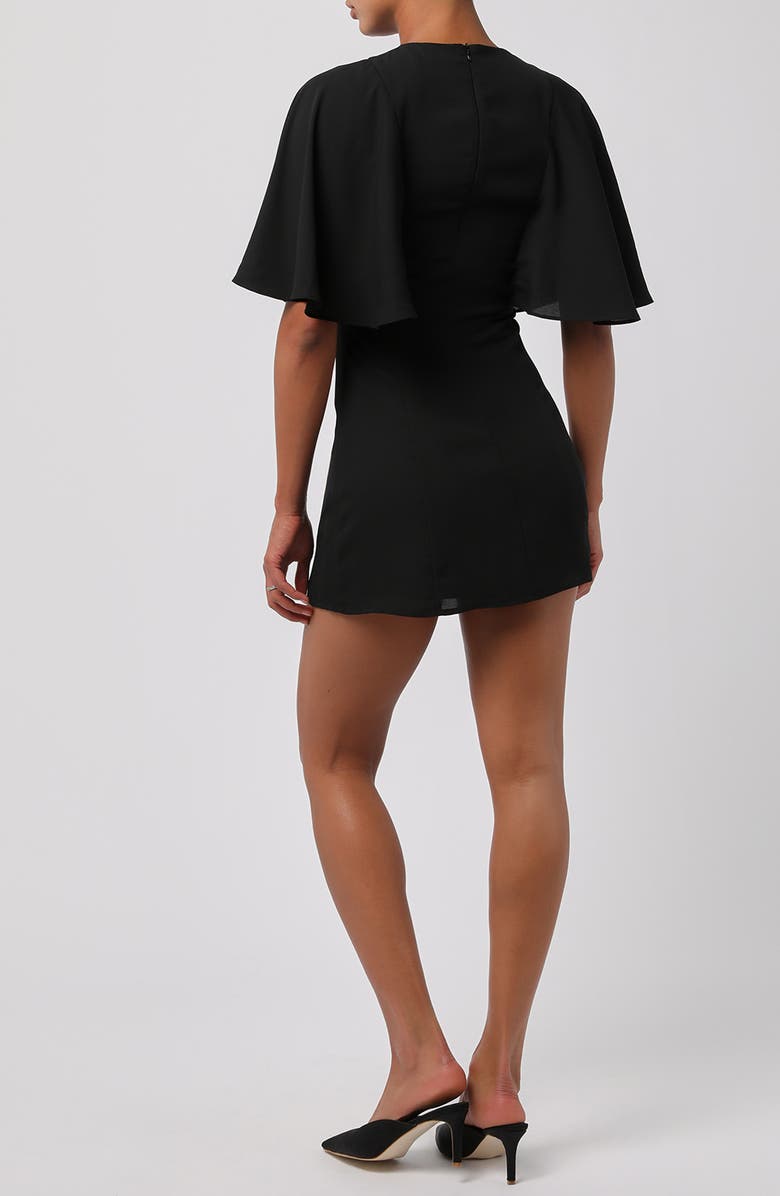 Lulus Taylor Cape Minidress, Alternate, color, Black