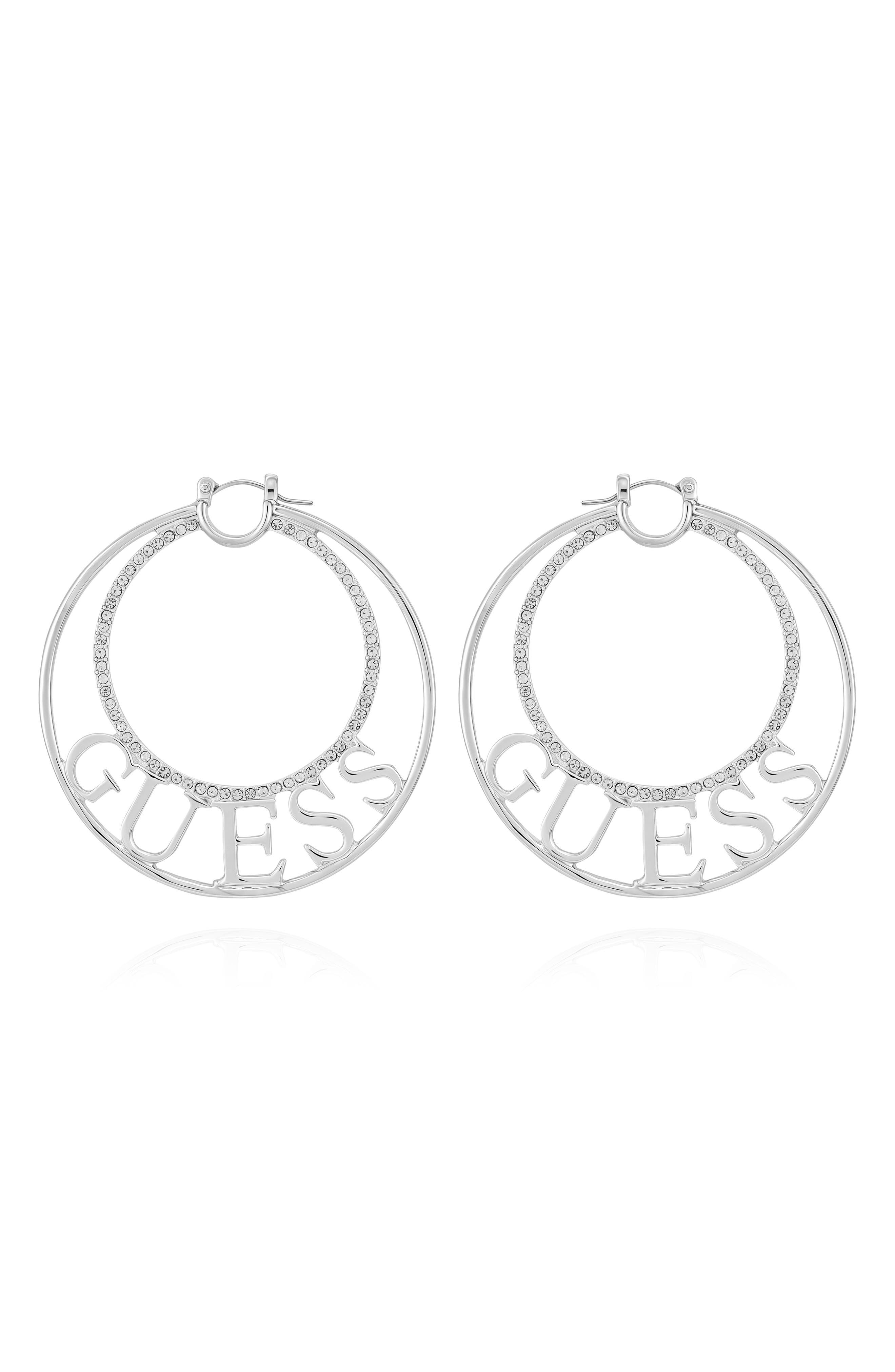 GUESS Logo Pavé Hoop Earrings
