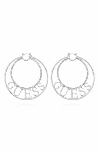 GUESS Logo Pavé Hoop Earrings
