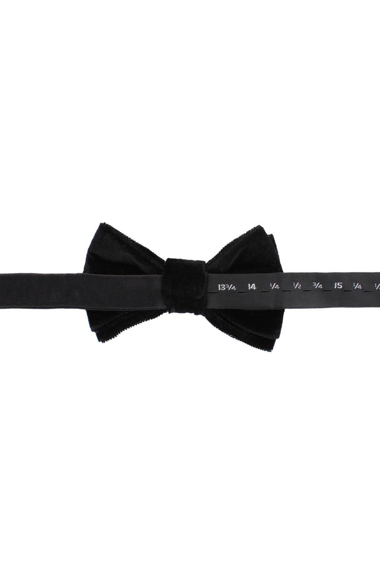 Poirot Velvet Solid Colored Bow Tie, Alternate, color, Black