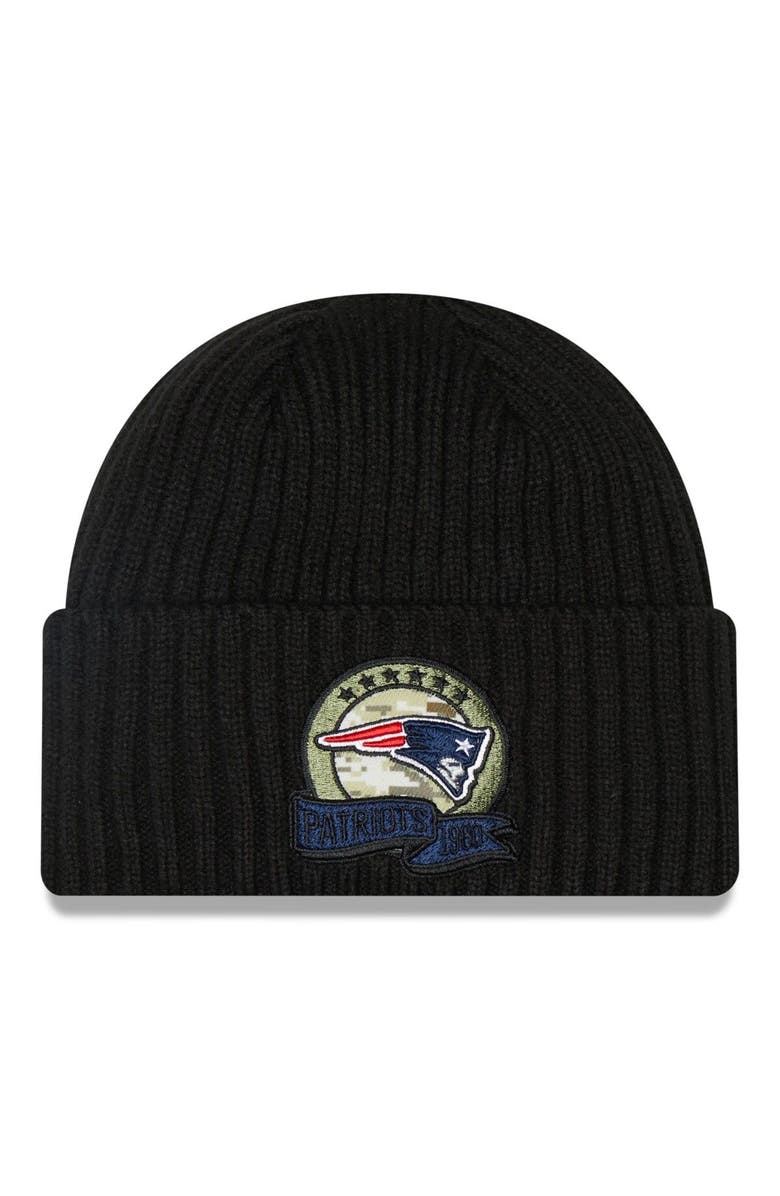 New Era Men's New Era Black New England Patriots 2022 Salute To Service Knit Hat, Main, color, 