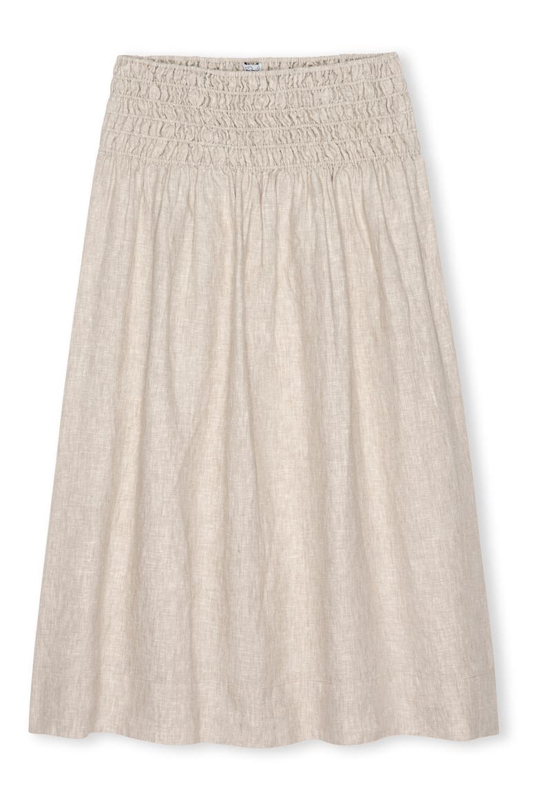 Alessa Smock Waist Linen Maxi Skirt, Alternate, color, HEATHERED FLAX