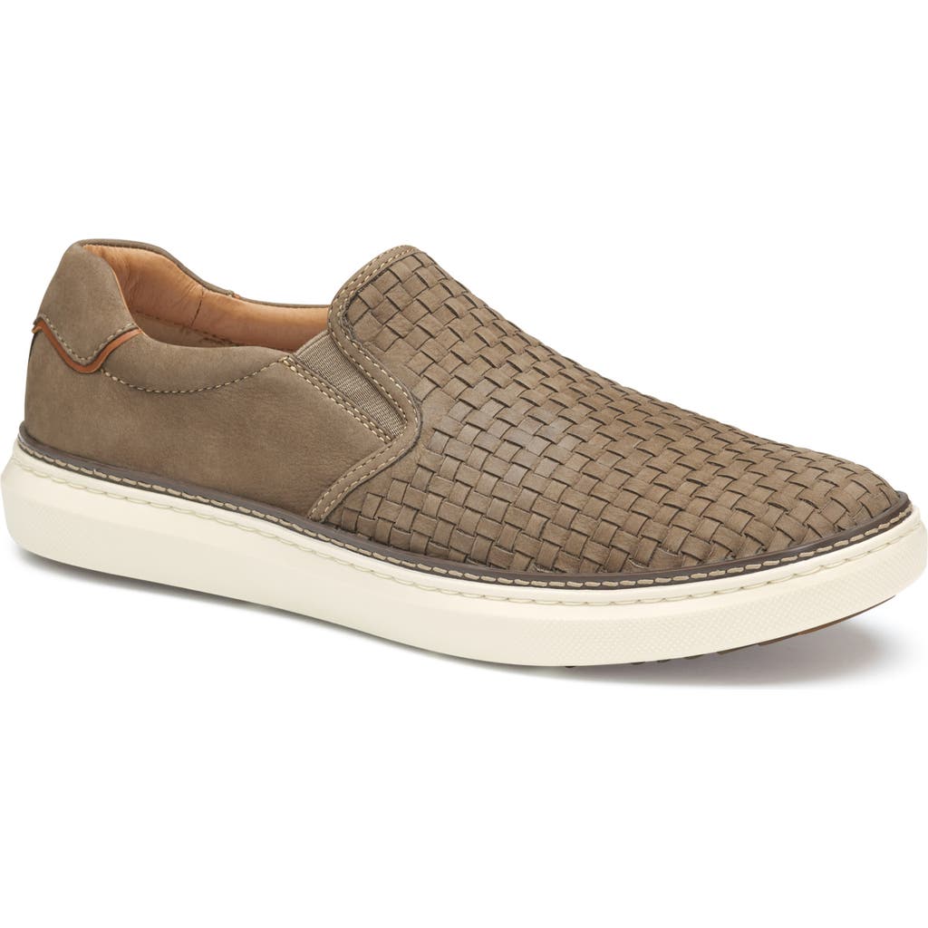 Johnston & Murphy Mcguffey 2 Woven Slip-on Sneaker In Taupe Woven Tumbled Nubuck