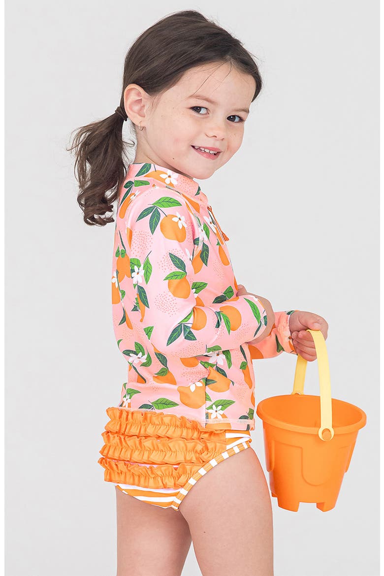 Orange You the Sweetest Long Sleeve Two-Piece Rashguard Swimsuit, Alternate, color, PINK