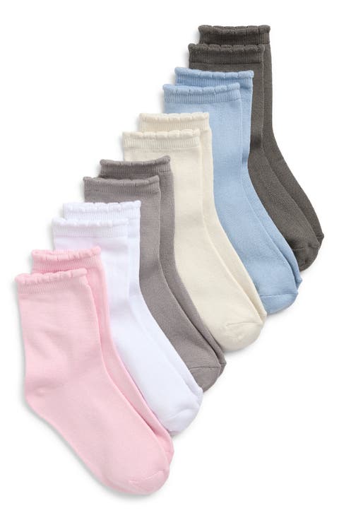 Kids' Scallop Edge Assorted 6-Pack Crew Socks (Big Kid)