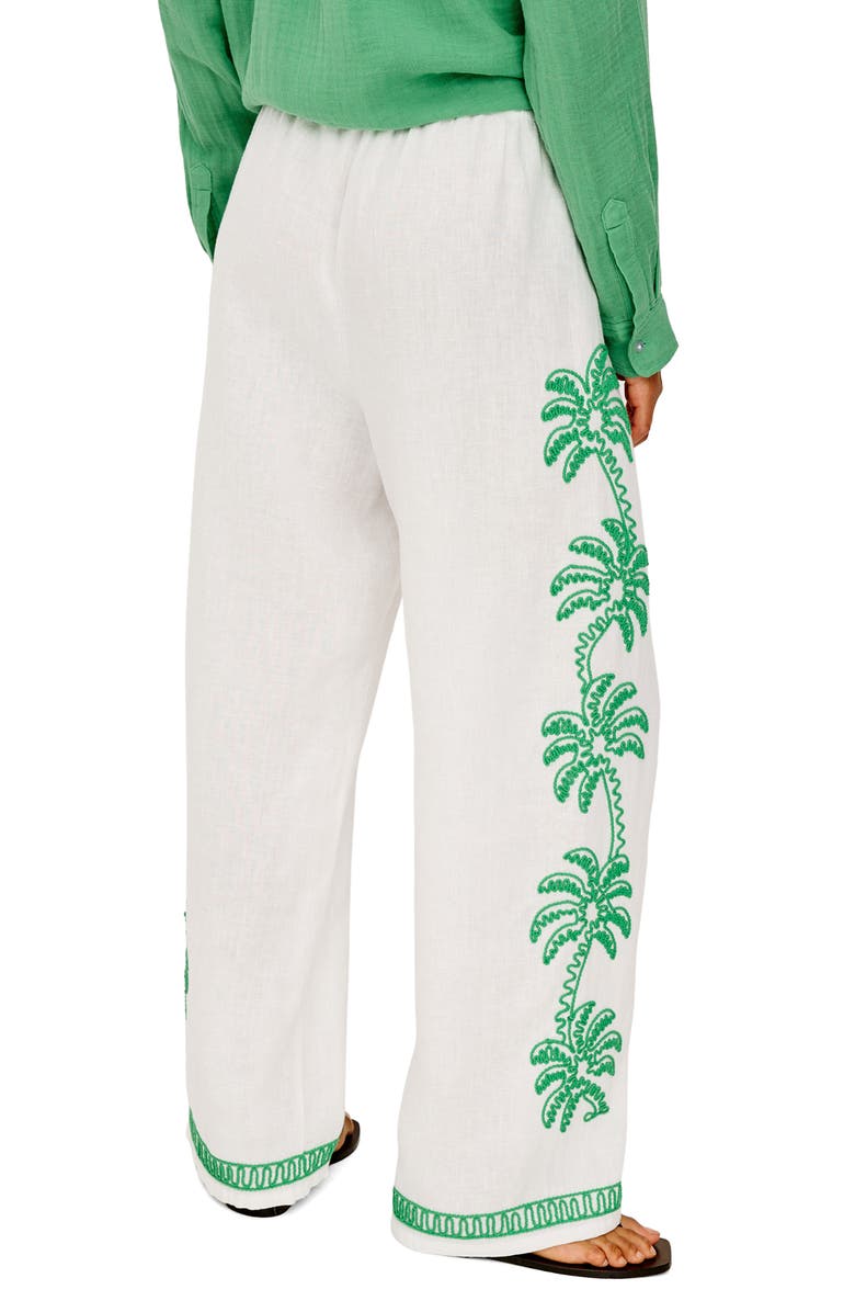 Rails Emmie Embroidered Palm Detail Linen Pants, Alternate, color, Emerald Palms Embroidery