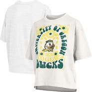 PRESSBOX Women's Pressbox White Oregon Ducks Harmony Oversized T-Shirt