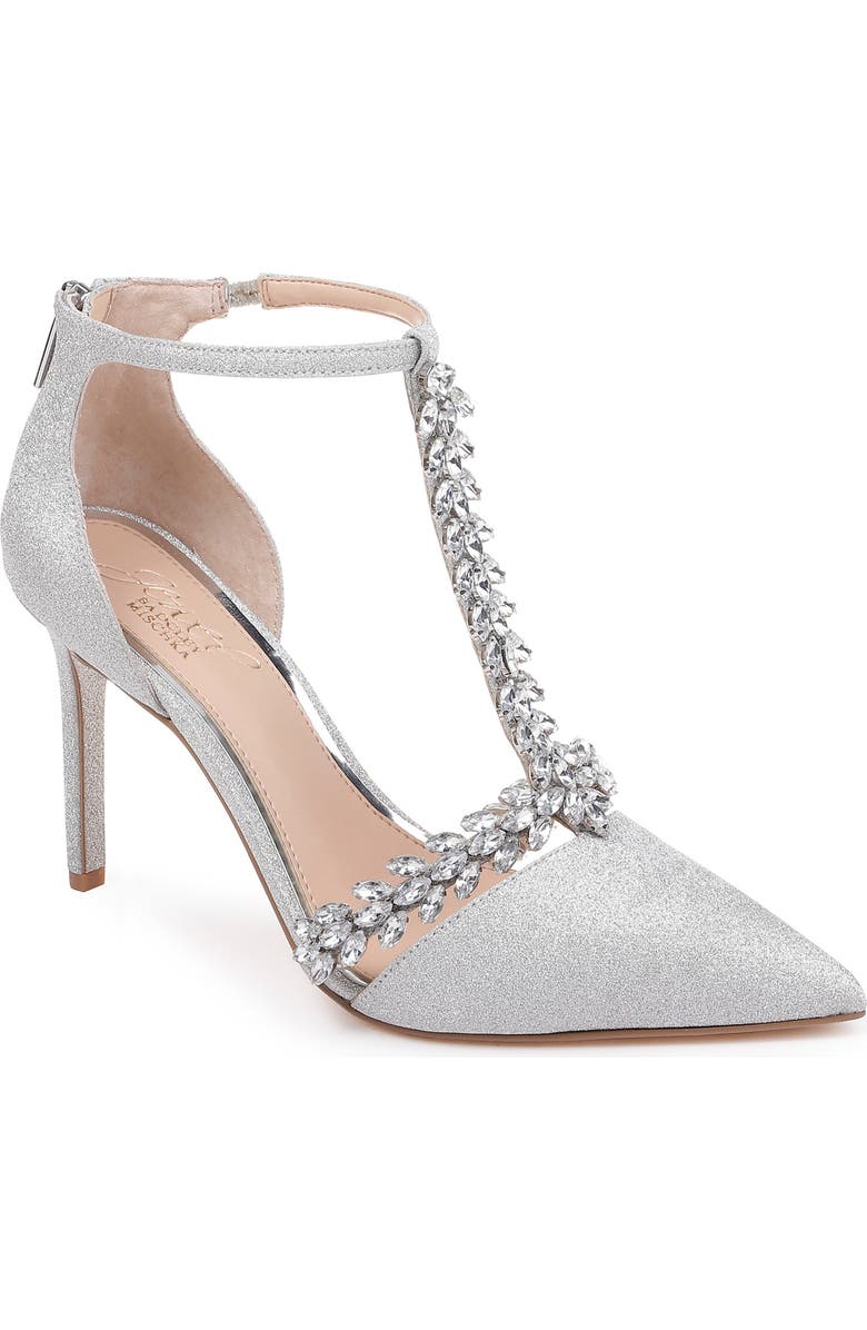 Jewel Badgley Mischka Meena Crystal Embellished T-Strap Pump, Main, color,