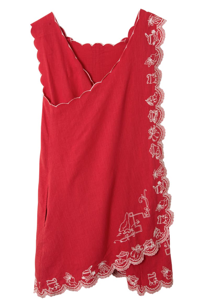Natalina Embroidered Sleeveless Dress, Main, color, RED
